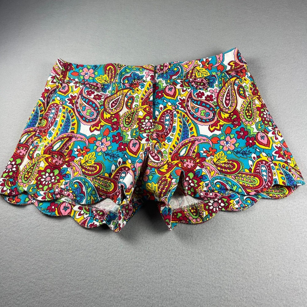 ATTYRE New York Womens Paisley Scalloped Hem Shorts Multicolor Size 14 6E49575
